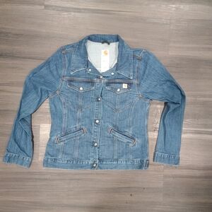 Carhartt Women's Denim Blue Jean Jacket Size Large